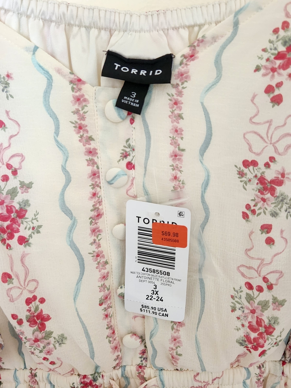 NWT TORRID antoinette Maxi Ruffle Chiffon Cottagecore Floral Prairie Dress 3 - Picture 3 of 10